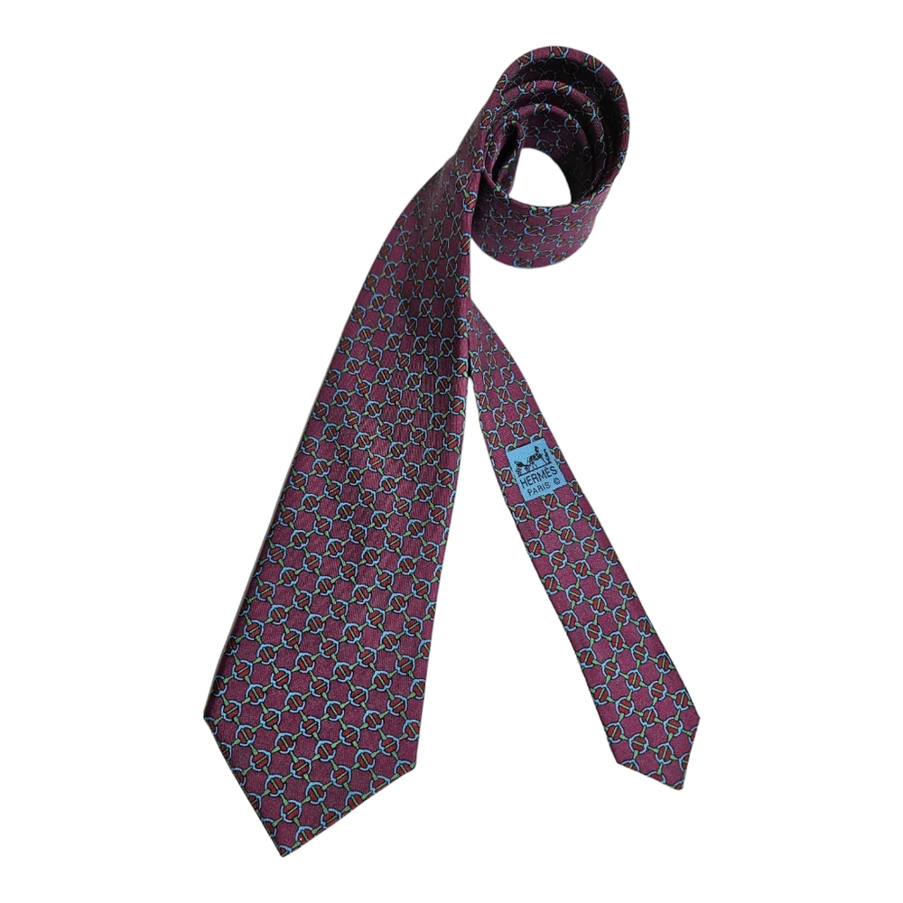 SOLD HERMÈS 7059 TA Purple Horse Bit Silk LUXURY Tie FRANCE